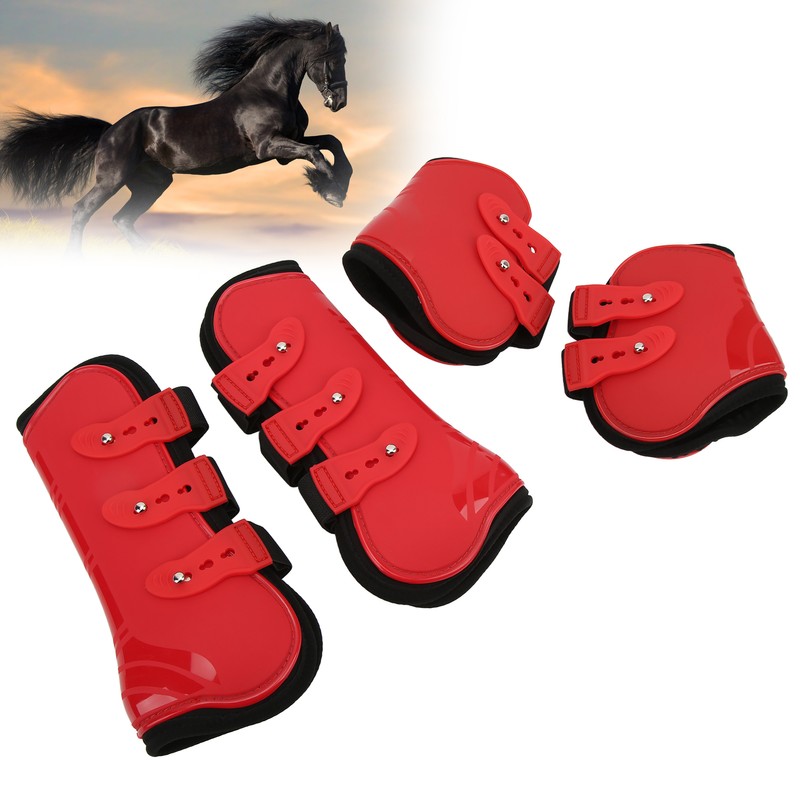 4pcs Horse Leg Guard PU Neoprene Front Hind Horse Tendon
