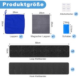 ZYNERY 2 Stück Klett Kennzeichenhalter Rahmenlos Kennzeichen Klettband Auto mit Reinigungstuch, Selbstklebend Nummernschildhalterung Klettverschluss für Kennzeichen Auto (10cm*50cm)