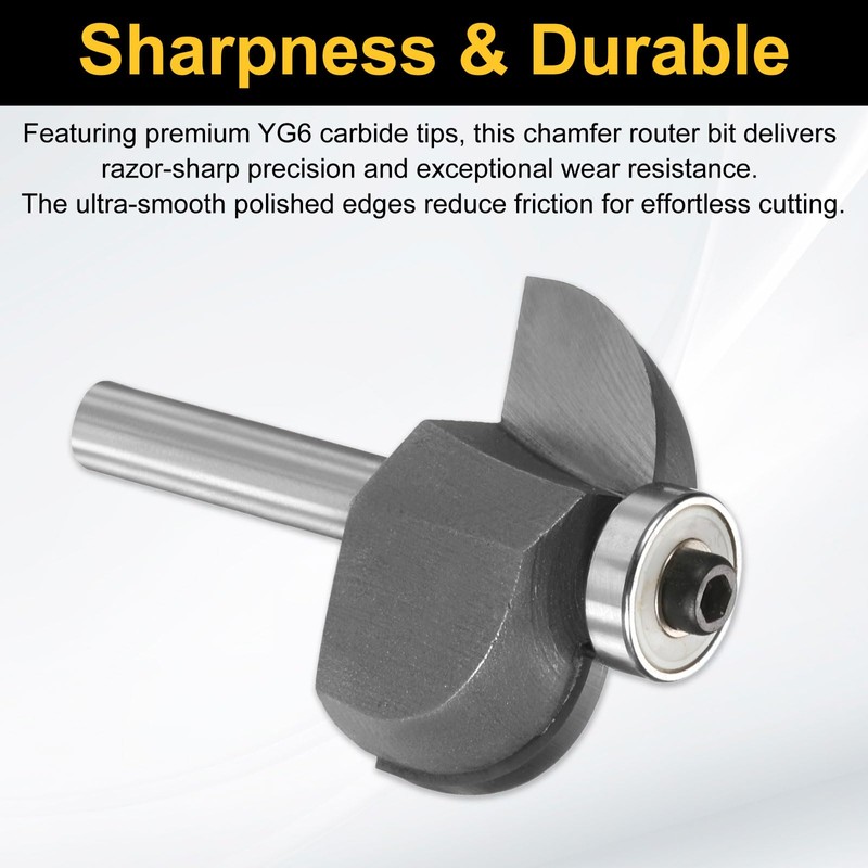 sourcing map Cove Router Bit 1/4" Shank 1-1/8" Dia 17/32"