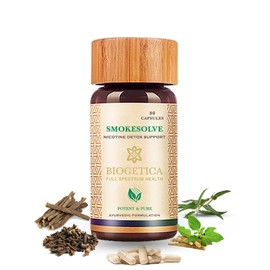 Biogetica Biogetica Smokesolve Herbal Lung Detox Supplement with Yashtimadhu and Ashwagandha for Respiratory Health - Vegetarian & Non-GMO - 100% Vegan - 80 Capsules