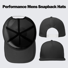 XL XXL Hats for Men Big Head XXL Mens Snapback Hats Flat Brim 5 Panel Hat for Men XXL Trucker Hat Adjustable Mesh Quick Dry Laser Perforated Baseball Cap for Women Men Big Head Dark Gray