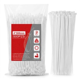 500 Piezas Cinchos de Plastico Autobloqueantes 4x300mm, Bridas para Cables Nylon Resistente UV y Fuego, Resistente a la Tracción, Organizador para Hog