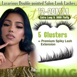 Spiky Lash Clusters 300D Fluffy Eyelash Clusters 12-20mm Volume Cluster Eyelash Extensions D Curly Mink Individual Cluster Lashes with Spikes for DIY Fairy Manga Lash Extension by TOOCHUNAG