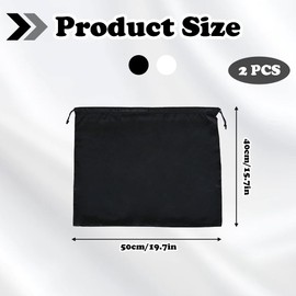 2 PCS 50×40cm Dust Bags for Handbags White Black Purse Dust Bag Portable Polyester Dustproof Handbag Storage Bag with Drawstring for Clothes Purse Shoes Boots