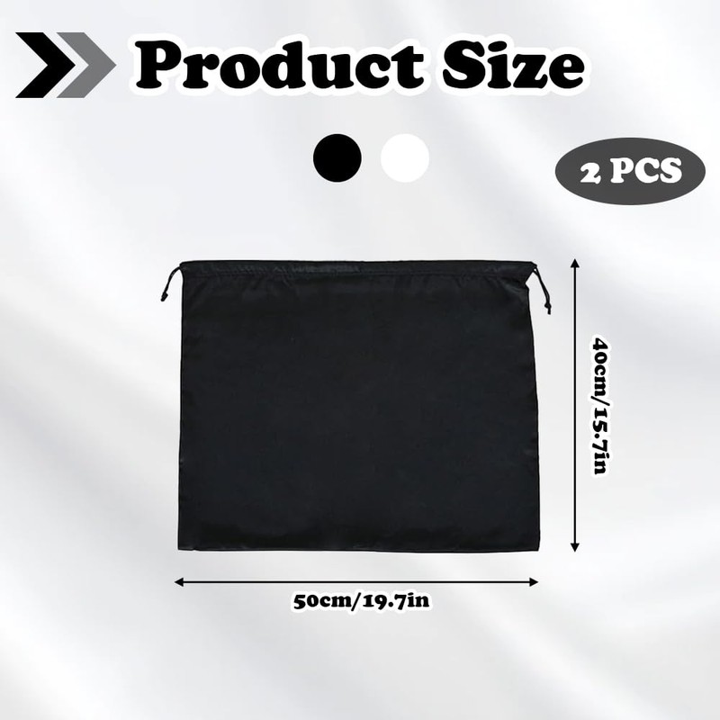 2 PCS 50×40cm Dust Bags for Handbags White Black Purse