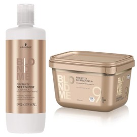 Schwarzkopf Professional – Duo Blond Me PPL9+ Puder, komplex, zum Aufhellen, Premium 450 g, Lightener 9+ & Blond Me Supreme Blonde Hair Quality Premium Care 9 % 30 Vol Developer 1000 ml by Schwarzkopf
