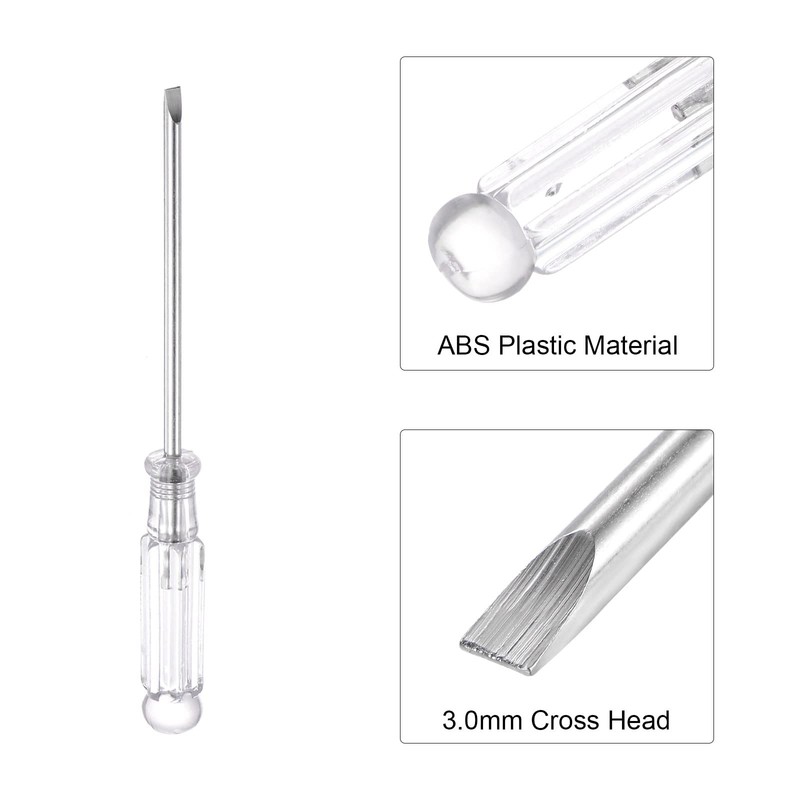 sourcing map Mini Slotted Screwdriver, 3.0mm Flat Head 115mm Length