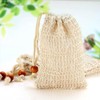 4pcs Bubble Net, Cotton Linen Soap Bag, Natural Products Beige