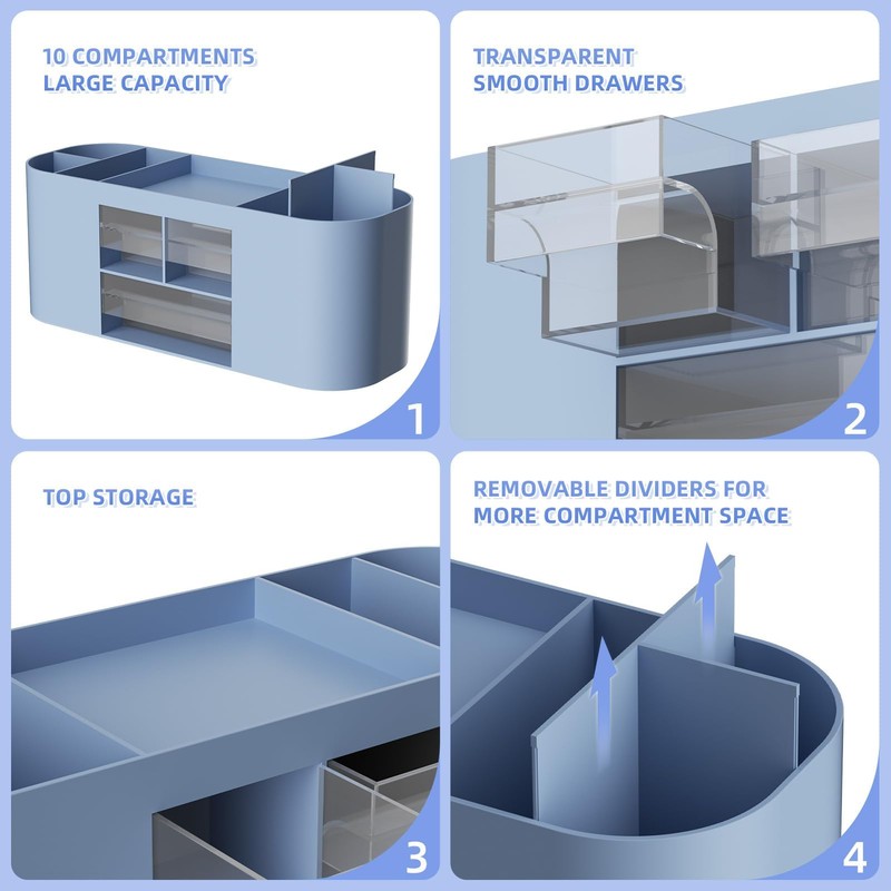 Marbrasse Desk Organiser with 3 Drawers,Multi-Functional Pen Holder,Desk Tidy and