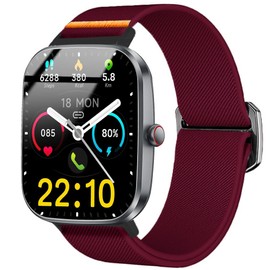 T70 Smartwatch Bands,Lamshaw 22mm Soft Stretchy Nylon Replacement Sport Bands Compatible with Csasan T70, for Kuizil T70, for Soudorv T70 Smartwatch-1.91" (Red)