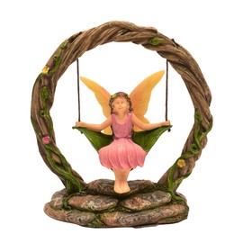Treasure Gurus Mini Fairy Girl Swing Stone Arch Miniature Figurine Garden Dollhouse Decor Accessory
