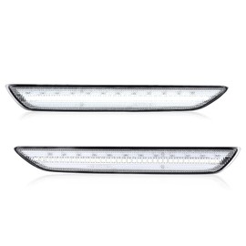 GRAND ORANGE Marker Lights Rear Side White LED Compatible with Ford Mustang 2015 2016 2017 2018 2019 2020 2021 2022 Side Marker Lamps Clear Lens Black Housing FR3Z15A201A FR3Z15A101A