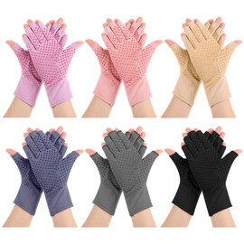 JenPen 6 Pair Arthritis Compression Gloves for Women, Fingerless Compression Glove for Relieve Arthritis Rheumatoid Daily Use(Mixed Color,L)