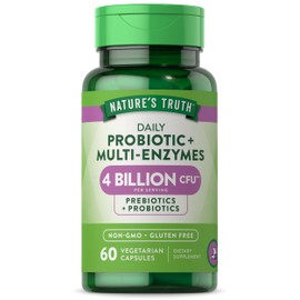 Nature's Truth Nature's Truth Probiotics with Enzymes | 60 Capsules | Stomach Friendly for Men and Women | Non-GMO & Gluten Free Digestive Health Supplement