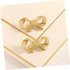 FELTECHELECTR 2pcs Brass Bow Handle Matte Cabinet Knob Covers Hinges