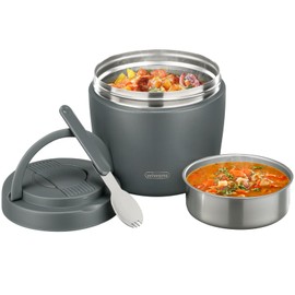 wiwens Thermo Food Jar for Hot Food Adults 32OZ Soup Thermo Lunch Containers Wide Mouth Vacuum Insulated Stainless Steel Leakproof Bento Box with Spoon (Grey)