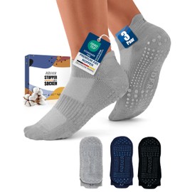 RØDER 3 Pairs of Stopper Socks Men & Women - Non-Slip Socks with Durable ABS Nubs - Yoga, Pilates & Barefoot Socks - Slippers & Gymnastics Socks Sizes 35-50, Pack 2, 43 - 46