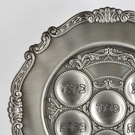 The Dreidel Company Lowest priced Traditional Passover Seder Plate 12", Traditional Judaica Passover Seder Plate, Kaarah For Pesach (3-Pack)