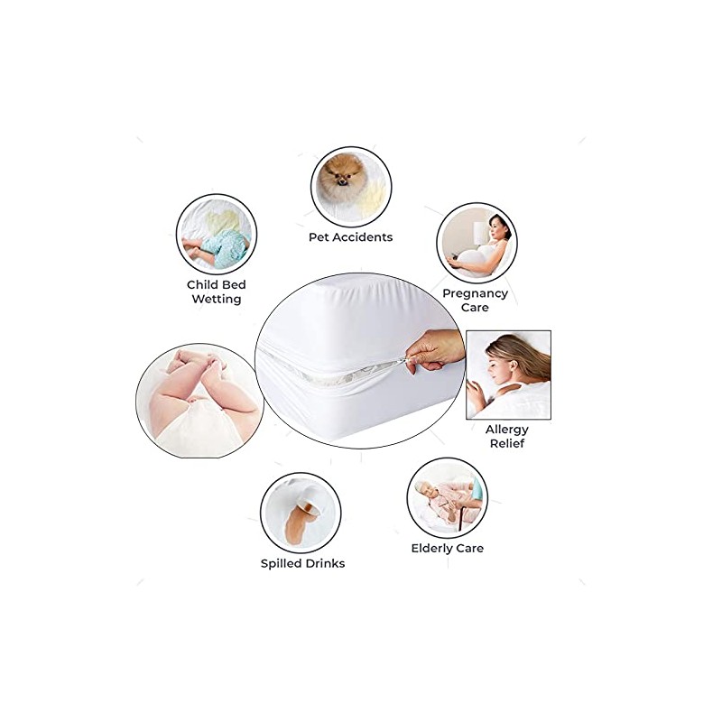 Zipped Single Bed Mattress Protector Waterproof Single Bed Protector with