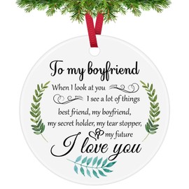 Couple Christmas Ornaments To My Boyfriend Ceramic Ornament Couple Gifts for Him Anniversary Wedding Gifts for Boyfriend Couple Ornaments for Christmas Tree Romantic Gifts for Boyfriend