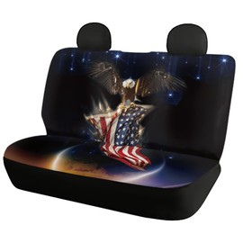 AFPANQZ America Flag with Eagle Back Seat Cover Set Car Cool Interior Decoration Backseat Protective Cover Non-Slip Protector Auto Cushion Covers