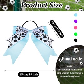 20 Pieces Soccer Hair Bows Elastic Soccer Ball Hair Tie Accessories Sports Hair Bow Sweet Hair Band Ponytail Holder for Girl Women Player School Team Football Birthday Party (Multicolor)