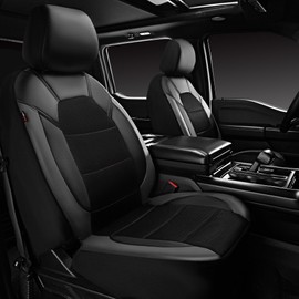 CAR PASS Leather Seat Covers, Automotive Sport Car Seat Cover Super 5mm Composite Sponge Inside, Airbag Compatible Universal Fits Most Cars, SUVs, Trucks and Vans (Full Set,Black & Gray)