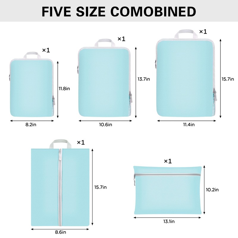 Compression Packing Cubes Set, Ultralight Expandable Travel Organizers for Carry