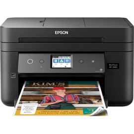 Epson Workforce WF-2860 All-in-One Wireless Color Inkjet Printer, Black - Print Scan Copy Fax - Ethernet NFC Auto 2-Sided Borderless Printing, 14 ppm, 4800 x 1200 dpi, 30-Sheet ADF, Voice Activated