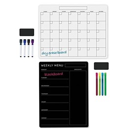 Office Depot® Brand Magnetic Dry-Erase/Blackboard Menu And Calendar Combo Set, 17" x 13", Black