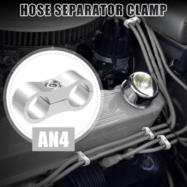 X AUTOHAUX 8pcs Car AN4 11mm Hose Separator Clamp Fitting Adapter Oil Line Brake Line Aluminum Alloy Bracket Fuel Line Mounting Divider Silver Tone