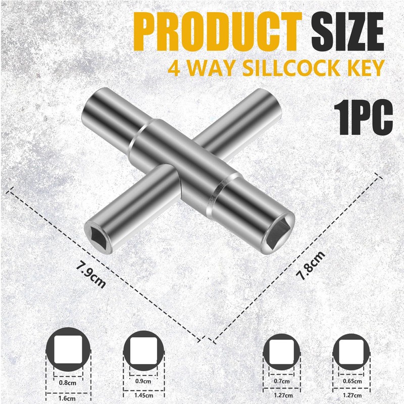 GlamRays Square Key, 4-Way Inner Dimensions 6.5 mm/7 mm/8 mm/9