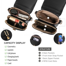 GOIACII Phone Purse Small Crossbody Bags for Women Travel Wallet RFID Blocking Black