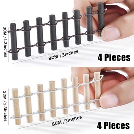 Ouliget Micro Landscape Fence Ornaments,Miniature Fairy Garden Garden Fence Accessories,DIY Flowerpot Plants Decoration Wood Fence for Dollhouse Home,8 Pieces of 3 Inches