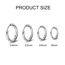 4 Pairs Small Hoop Earrings for Women Stainless Steel Post Skinny Hoop Earrings Set Titanium Steel Silver Hoop Earrings Girls Sleeping Earrings Multi Pierced Small Ball Stud Earrings, White