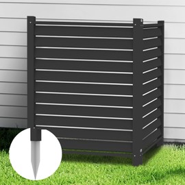 FLYYIBO Air Conditioner Fence 45" W x 36" H Vinyl Privacy Fence, Pool Equipment Enclosure Trash Can Enclosure Fence, Outdoor Privacy Screens, Kit Louvered for Outside Backyard Patio (2 Panels, Black)