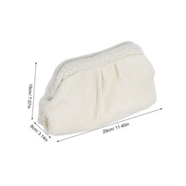 Generic Handwoven Straw Clutch Purse for Women Cloud Dumpling Shape Summer Beach Vacation Handbag Dual Purpose Makeup Bag with Spacious Storage and Unique Weaving Design