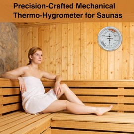 2-in-1 Sauna Thermometer & Hygrometer (Fahrenheit) for Sauna Rooms, 70-250℉ & 0-100% RH, Sauna Accessories, Sauna Temperature Gauge
