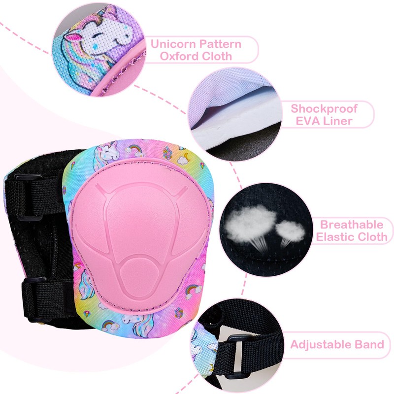 Unicorn Castle Knee and Elbow Pads Wrist Guards Set for