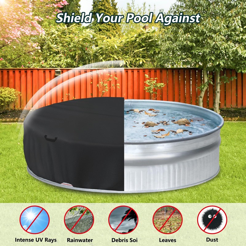 Krismile Solar Stock Tank Pool Cover,Heavy Duty All-Weather Protection 8Ft