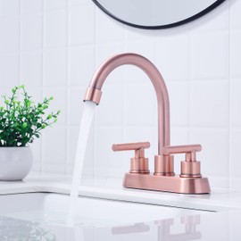 Rzoeox Bathroom Faucet Rose Gold, 2 Handle Bathroom Sink Faucet, 2 or 3 Hole 4 Inch Centerset Modern Commercial RV Vanity Sink (Red Copper)