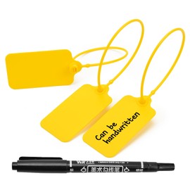 Plastic Seals Shipping Tags Label Logistics Use Sign Tie, Sealing Storage Multi Purpose Name ID Tag for Backpack, Schoolbag, Car Key, Luggage(50pcs,Yellow)