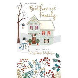 Brother & Family Snowman Embellished Christmas Card Hand-Finished Champagne Cards
