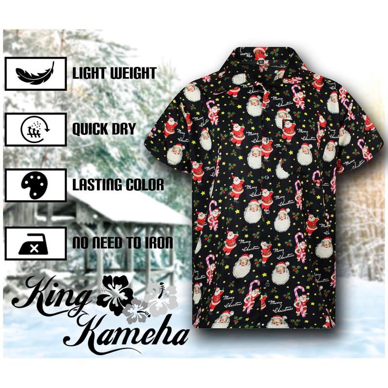 King Kameha Men's Short-Sleeved Funky Hawaiian Shirt with Front Pocket,