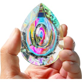 HDCRYSTALGIFTS 1 x Colorful Lamp Prisms Parts Chandelier Crystal Hanging Longan Drop Pendant 76mm