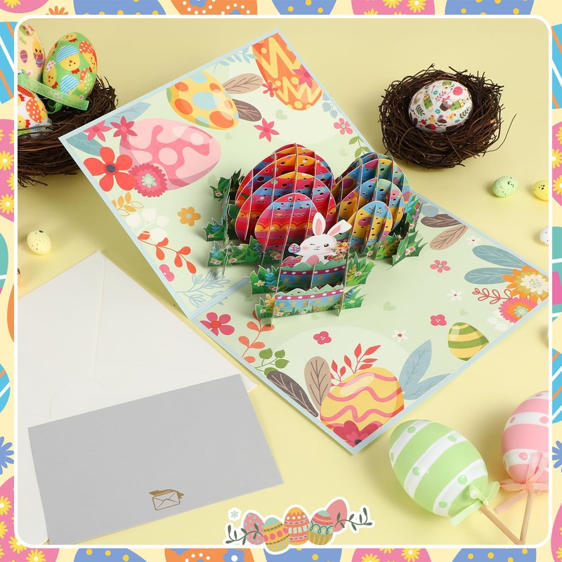 HOWAF Easter Card 3D Pop Up Card, Easter Egg Easter