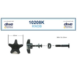 Drive Replacement Parts for Go-Lite Bariatric Steel Rollator Model 10215 & 10215J (Each Part Sold Separately) - 4. Height Adjustment Knob - 1 Each