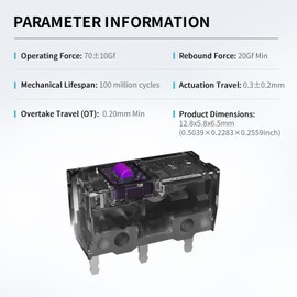 NoirVogel KAILONG MFD70-X 150M Mouse Micro Switch (4Pcs, Purple-Gold), 0.74N, 150 Million Clicks for Gaming Mouse