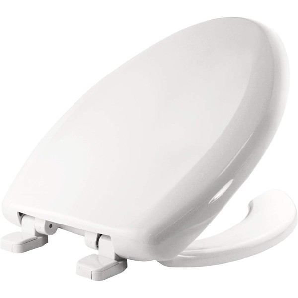 BEMIS 1250TTA 000 Commercial Heavy Duty Open Front Toilet Seat Without Cover, ELONGATED, Plastic, White