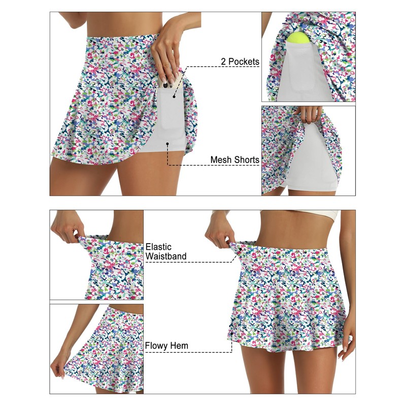 LouKeith Womens Tennis Skirt High Waisted Pleated Golf Skirts Mini